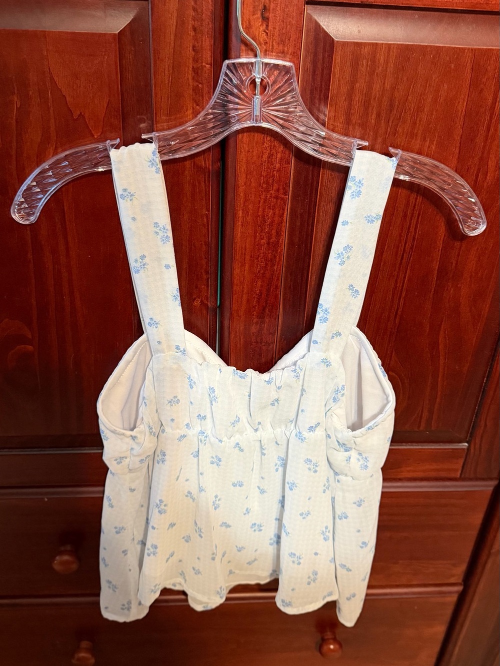 Sugarlips Light Blue Floral Tie-Front Tank Top, Size XL - Picture 4 of 4